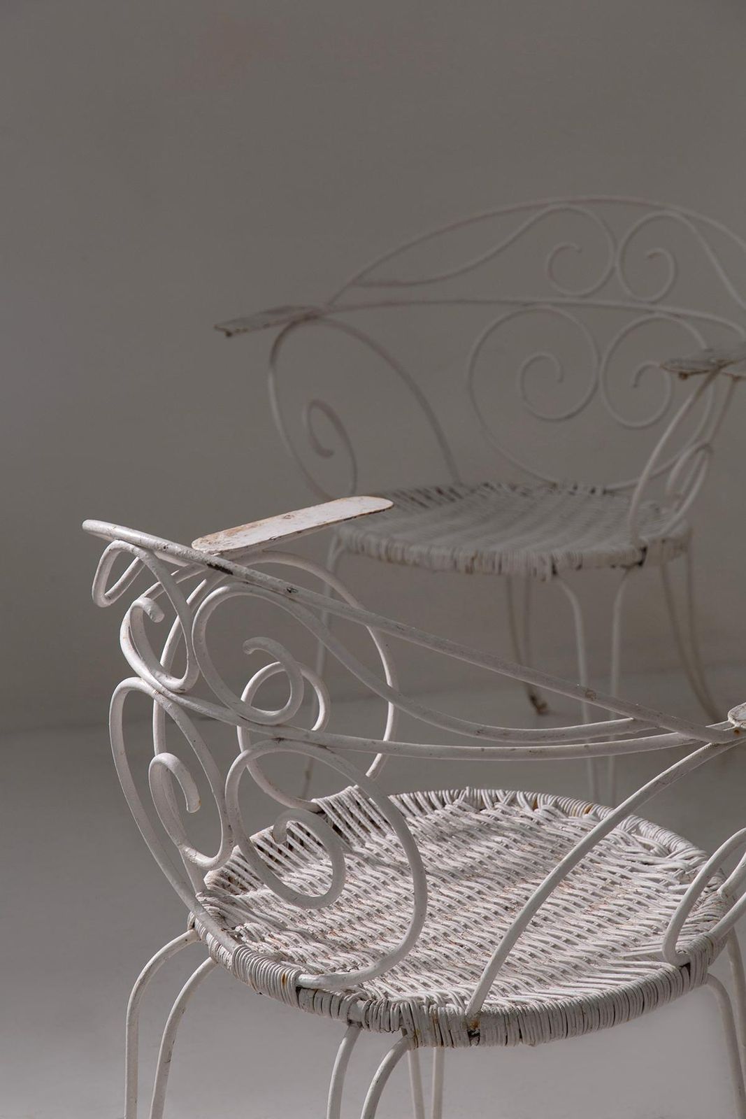 Set Of Italian Iron Vintage Garden Chairs White photo 4763.0