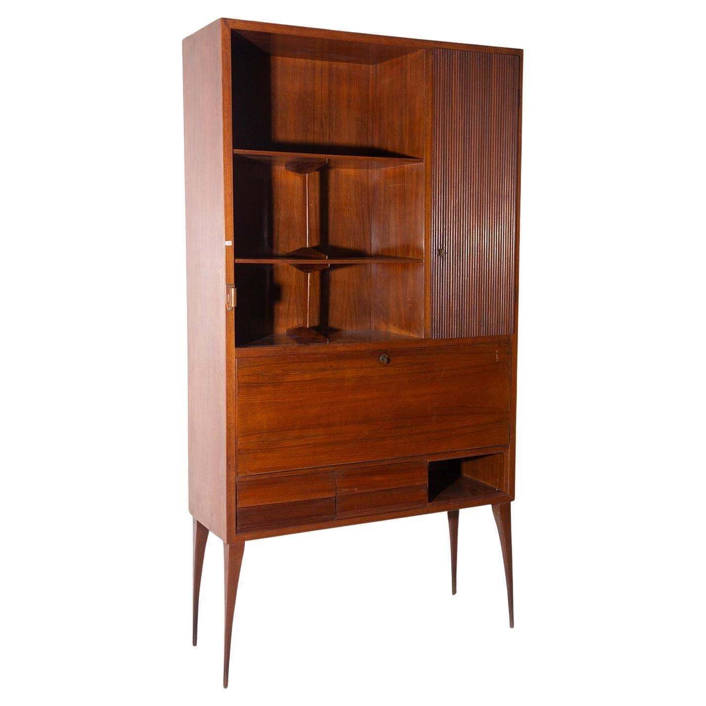 Italian Bookcase Cabinet In Grissinato Wood