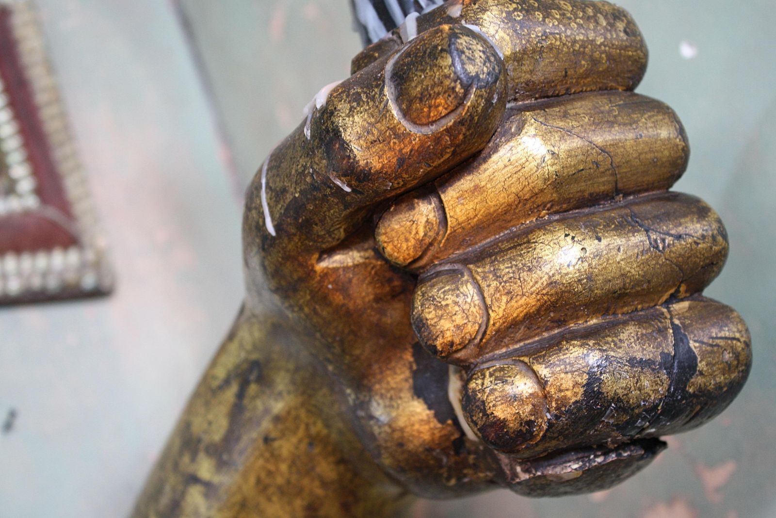18th Century, Carved & Gilt Wall Sconces Lion Paw, Human Fist Ship Flag Mount photo buy