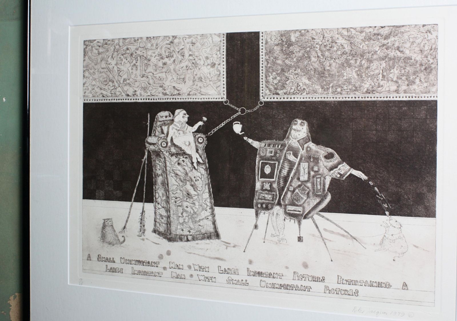 Satirical Lithograph By Peter Jacques "Unimportant Man" Artist Royal Academy photo furniture