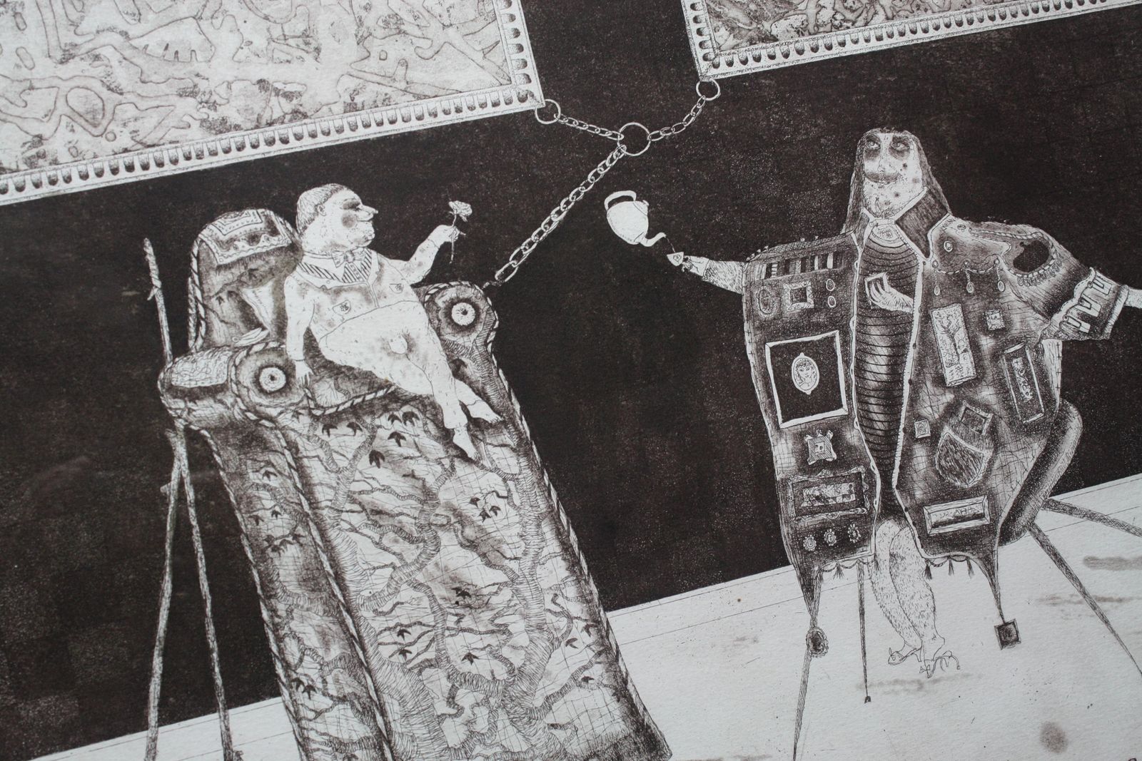 photo furniture Satirical Lithograph By Peter Jacques "Unimportant Man" Artist Royal Academy
