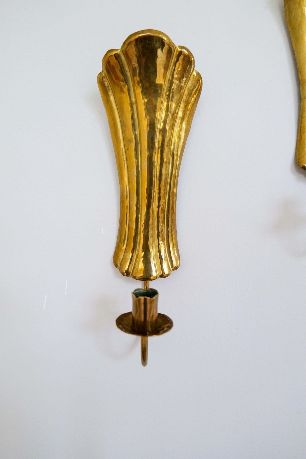 Art Deco Pair Of Brass Wall Candlesticks, Sweden, 1950s photo 1380.0