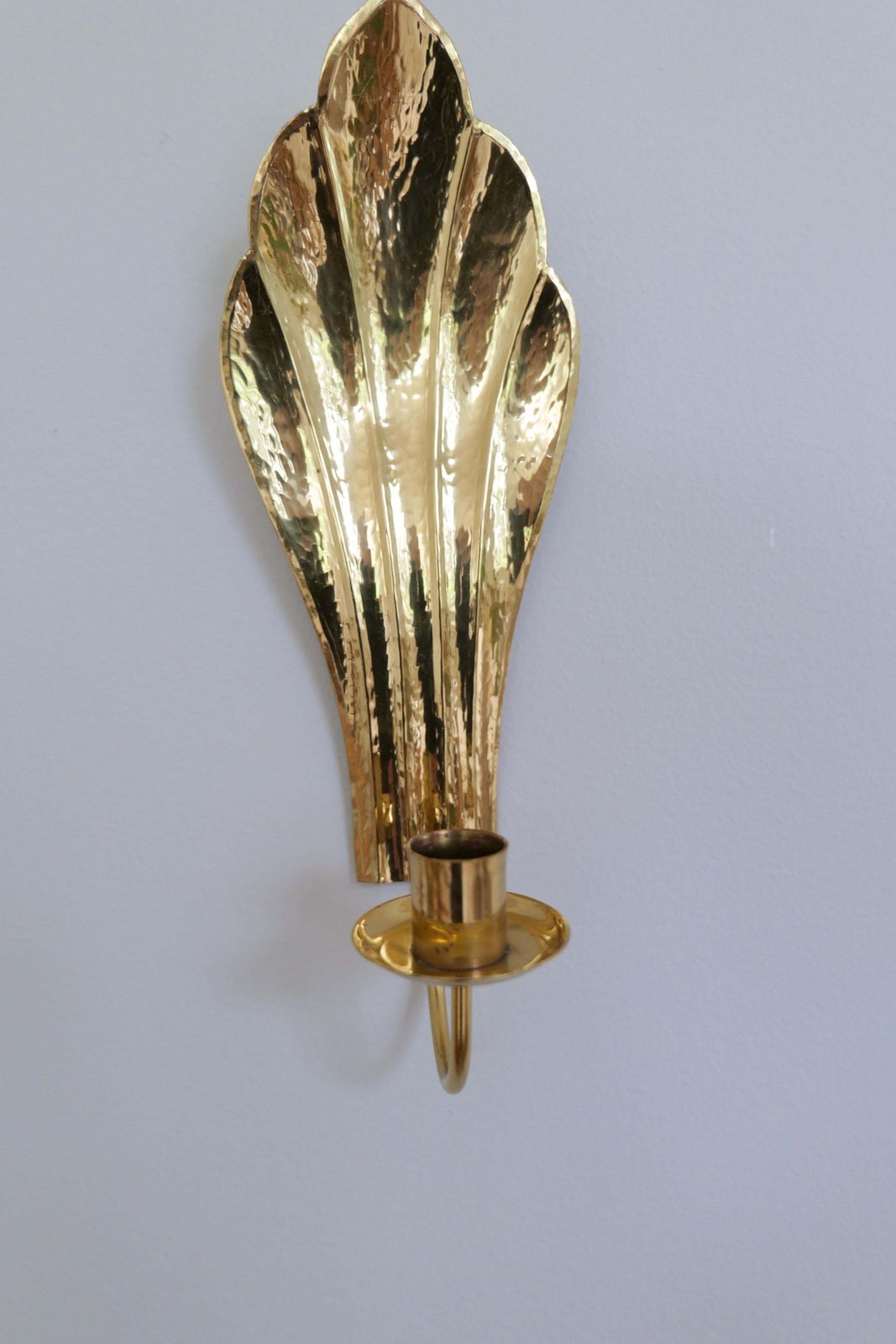 Art Deco Pair Of Brass Wall Candlesticks Holmström, Arvika, Sweden, 1950s photo 1552.0