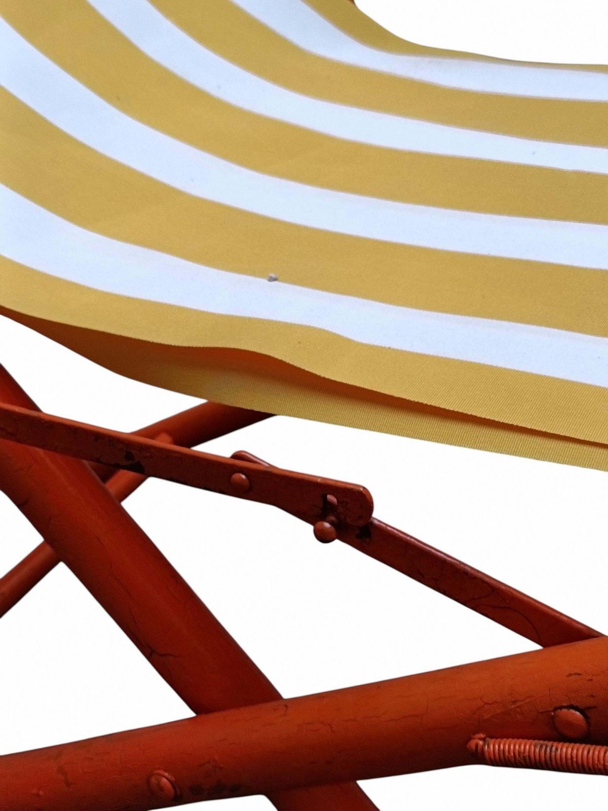 Folding Deck Chair In Stained Wood And Fabric, Italy 1930s photo buy