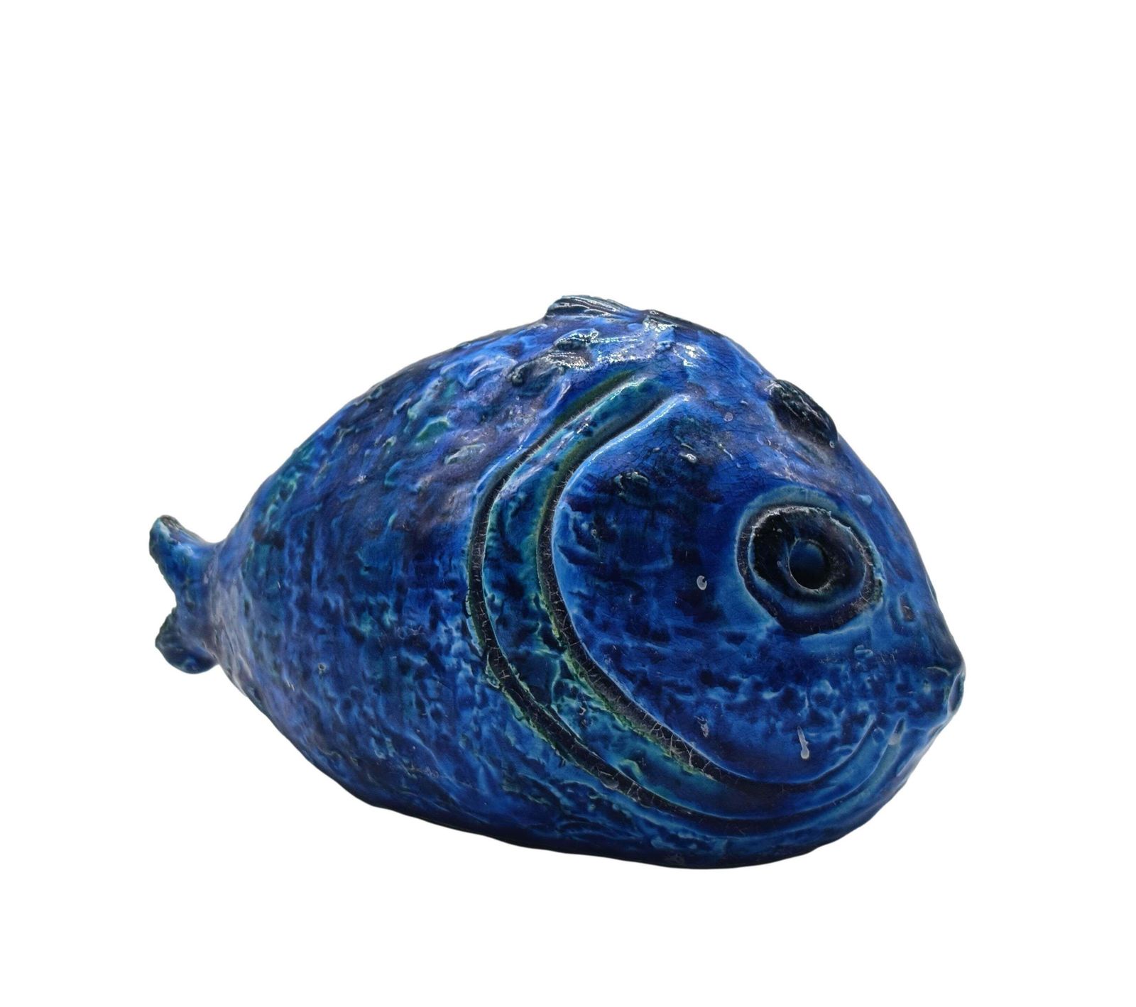 Aldo Londi For Flavia Montelupo Bitossi Pesce In Blue Ceramic, Italy 1970s photo for sale