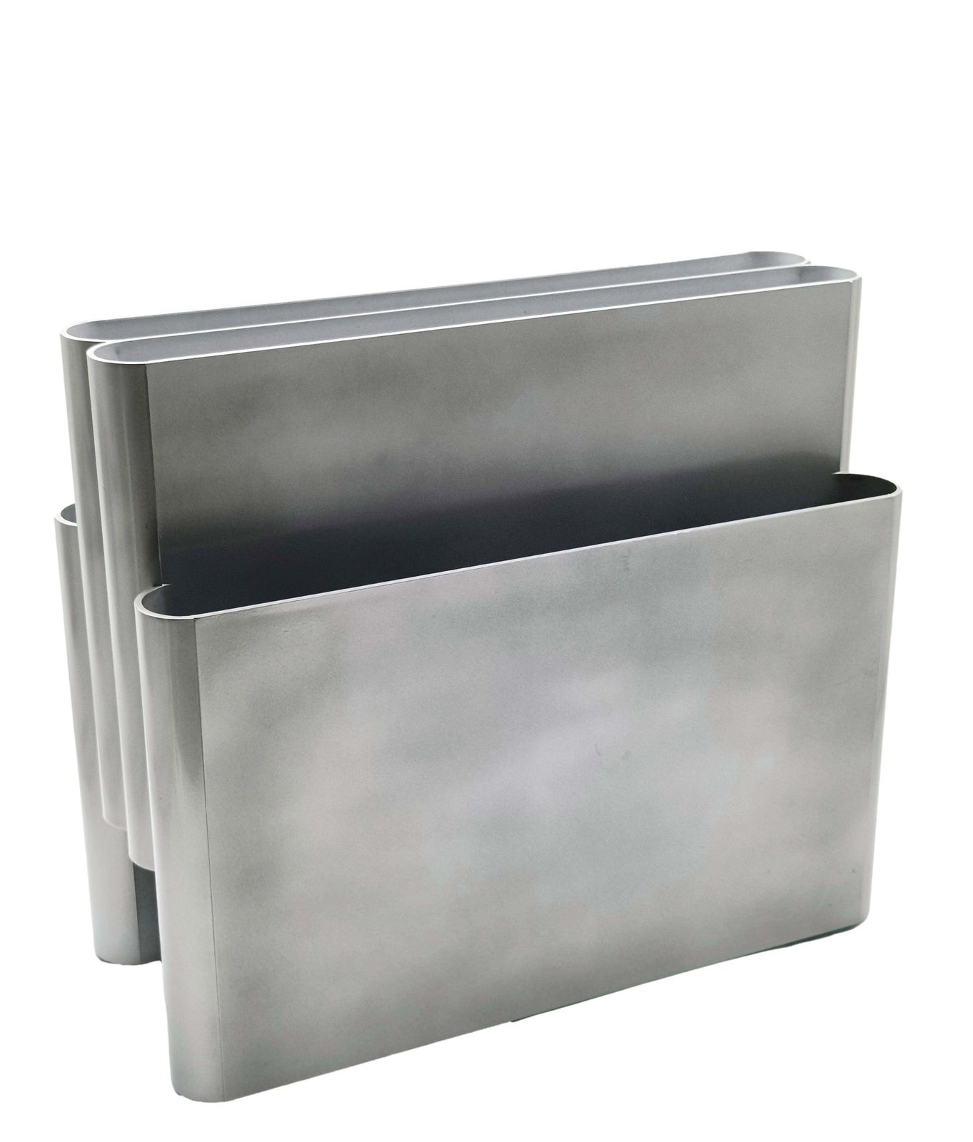 Giotto Stoppino For Kartell Magazine Holder Silver Mod. 4676, Italy 1970s photo furniture