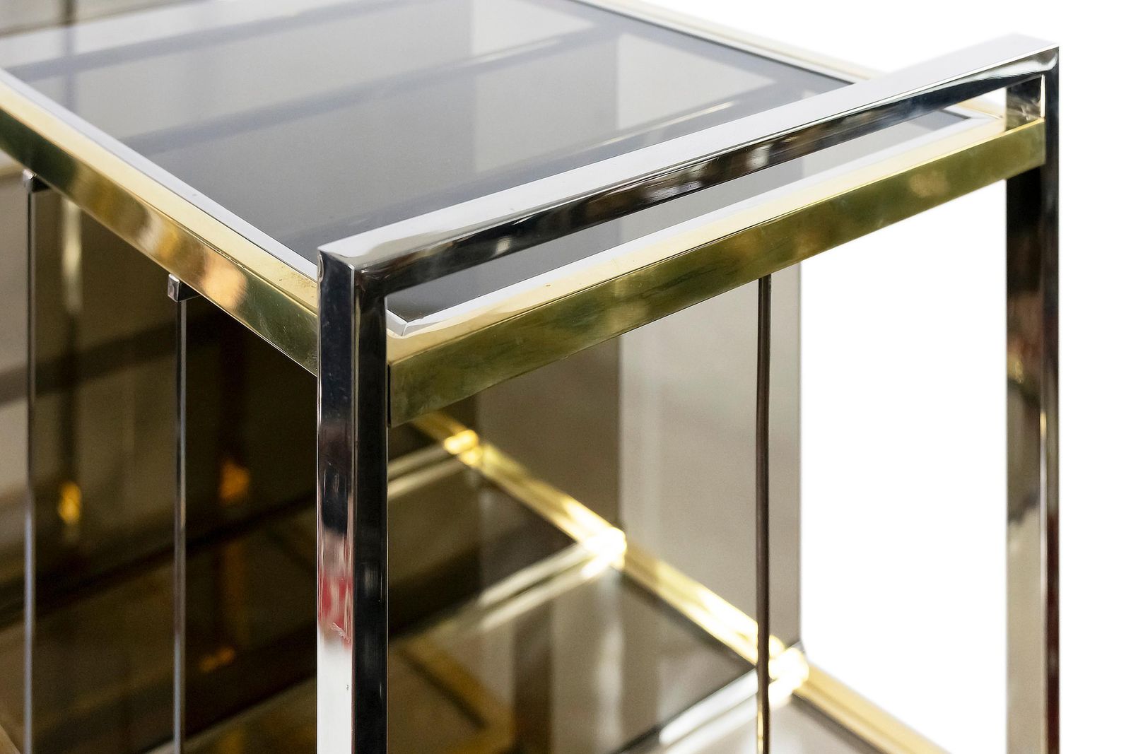 Italian Brass, Chrome, Glass Console Table/Music Stand By Serantoni&Arcangeli photo 4322.0