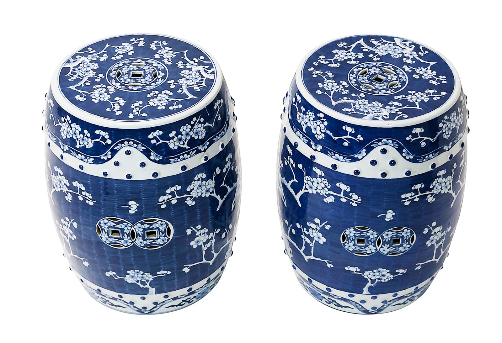 Pair Of Ceramic Hand Painted Chinese Garden Stools photo furniture