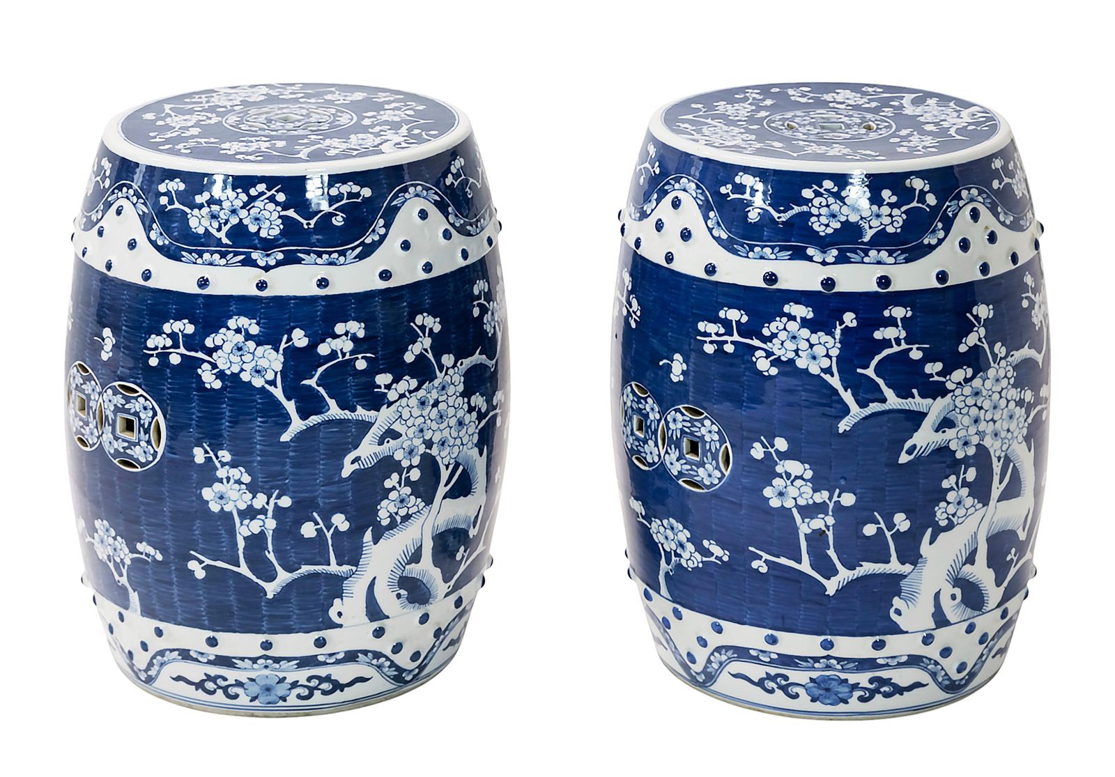 Pair Of Ceramic Hand Painted Chinese Garden Stools photo for sale