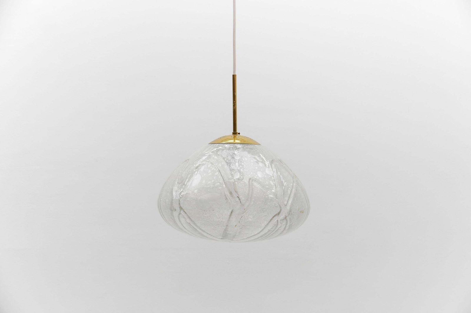 Large Ice Glass Pendant Lamp By Doria, 1960s Germany photo Lighting