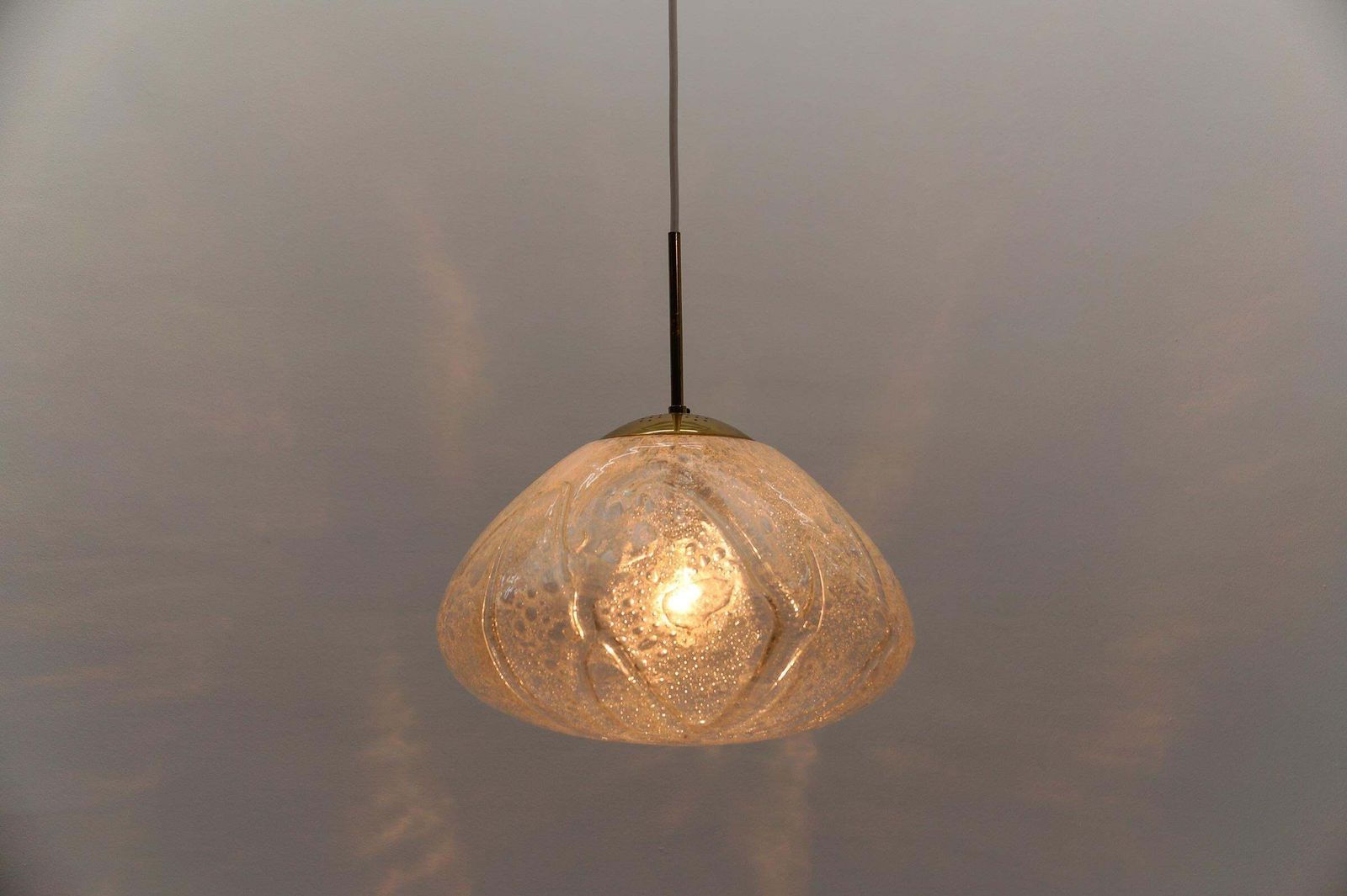 Large Ice Glass Pendant Lamp By Doria, 1960s Germany photo buy