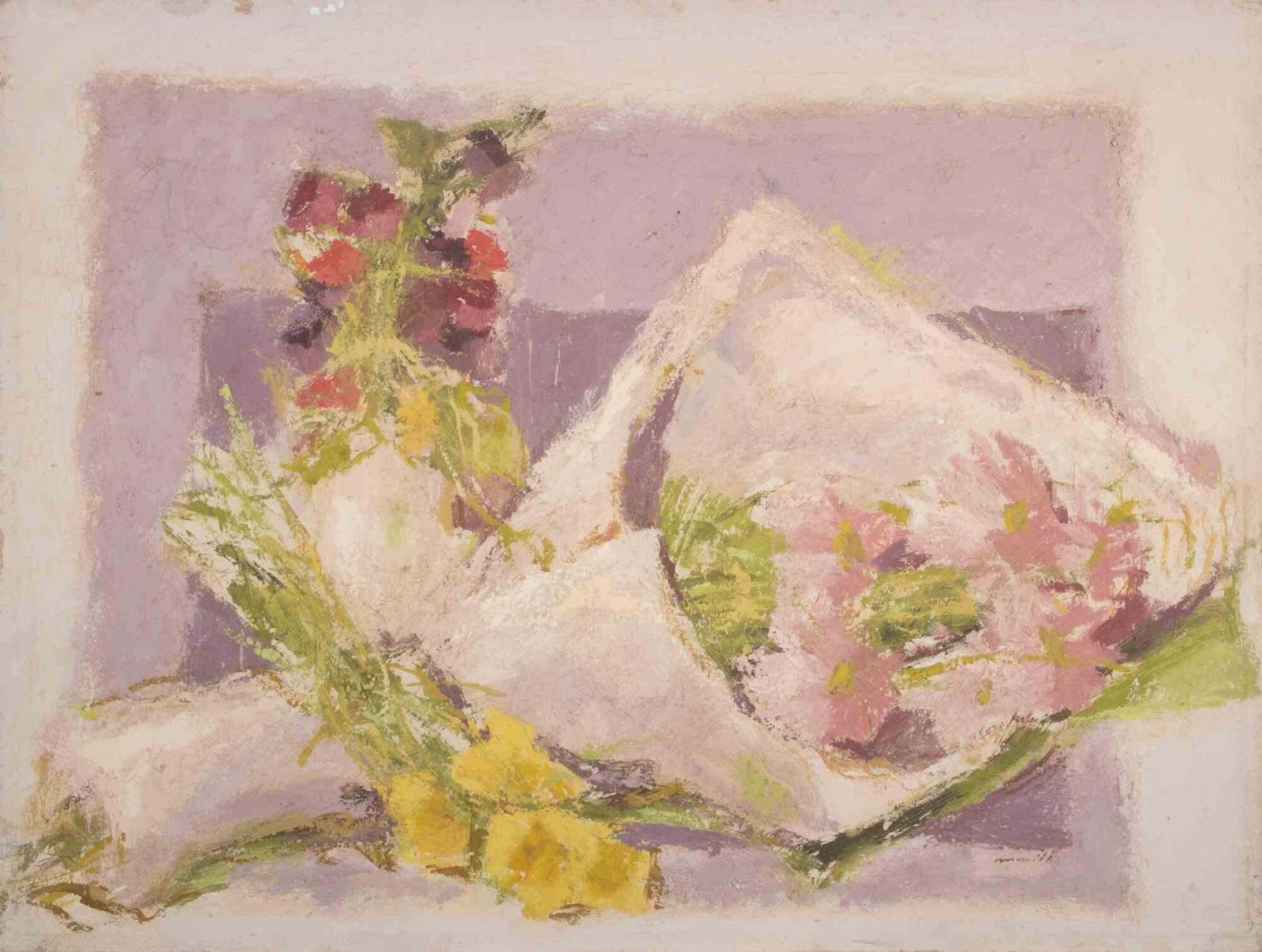 Franco Marzillistill Life With Bouquets Of Flowers   Oil Painting By Franco Marzilli   1970s1970s