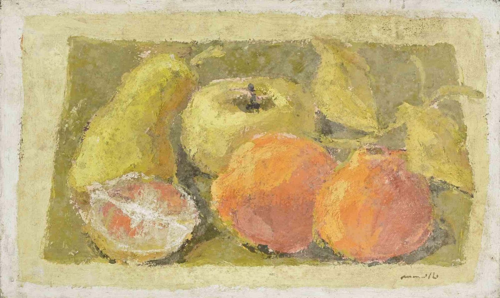 Franco Marzillistill Life With Fruit   Oil Painting By Franco Marzilli   1970s1970s photo furniture