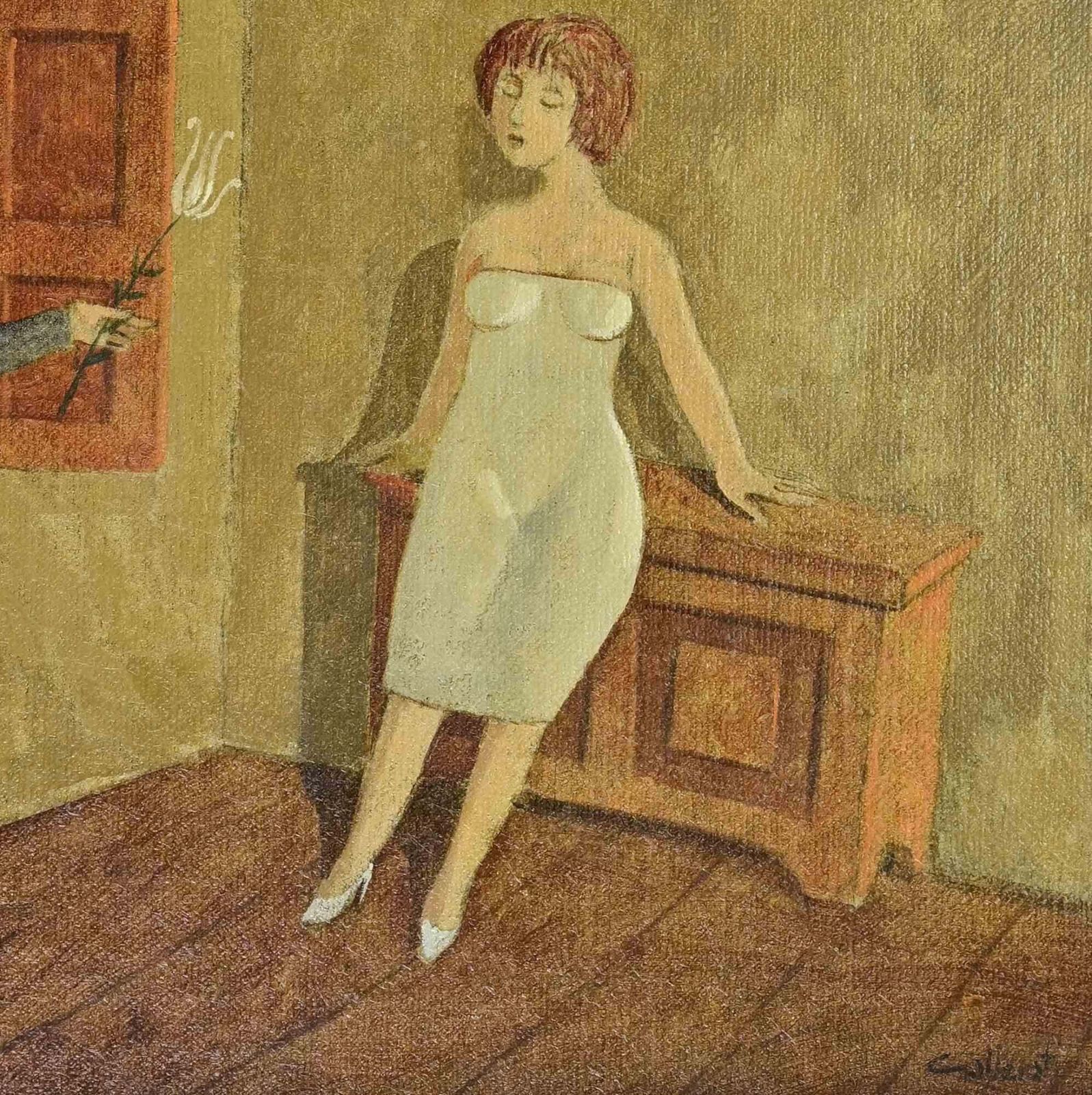 Alberto Galleratiannunciation In The Room   Paint By Alberto Gallerati   1970s1970s photo for sale