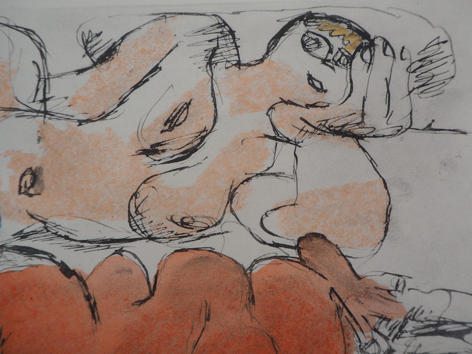 Le Corbusierthe Rest, Two Reclining Nudes   Lithograph And Watercolor Stencil1938 photo furniture