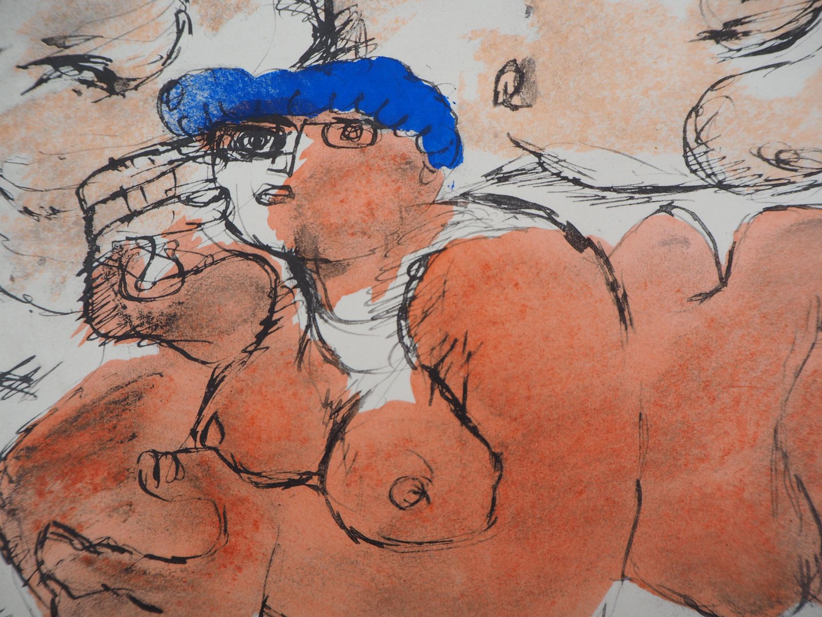 Le Corbusierthe Rest, Two Reclining Nudes   Lithograph And Watercolor Stencil1938 photo for sale