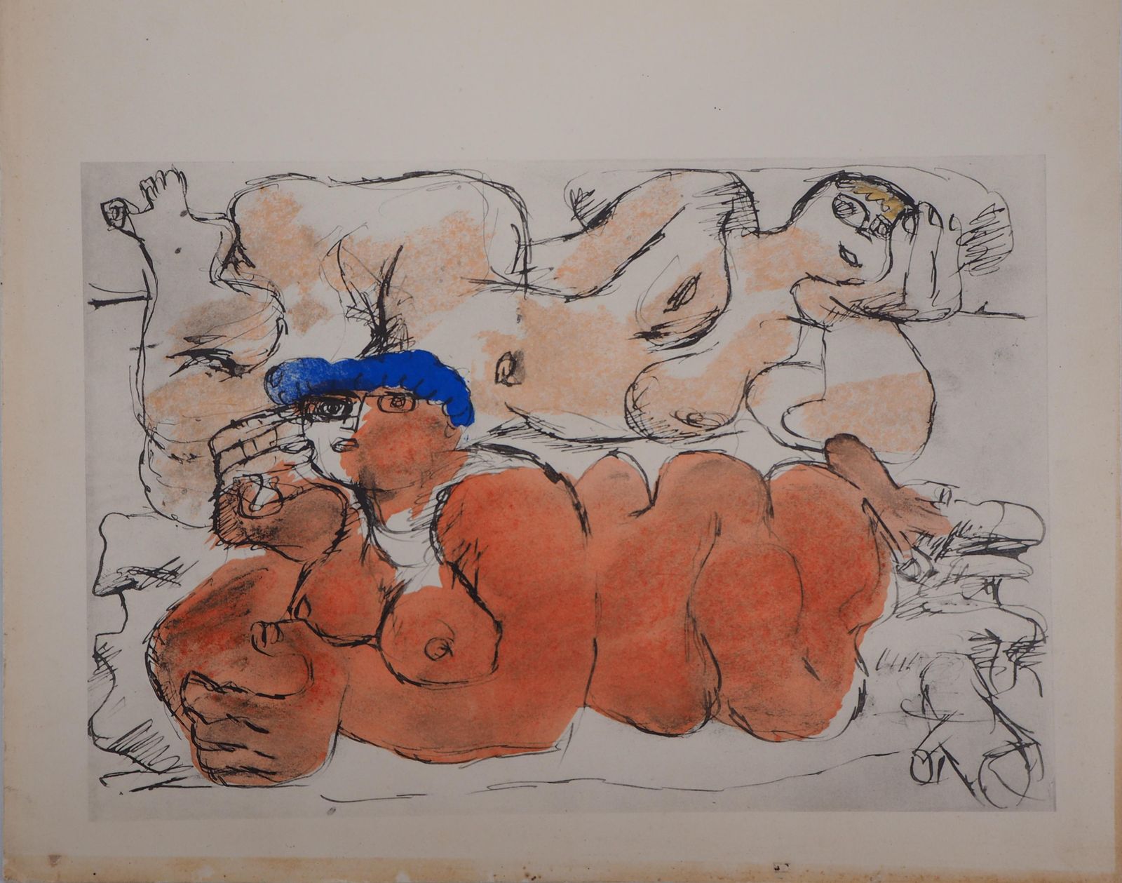Le Corbusierthe Rest, Two Reclining Nudes   Lithograph And Watercolor Stencil1938 photo Art