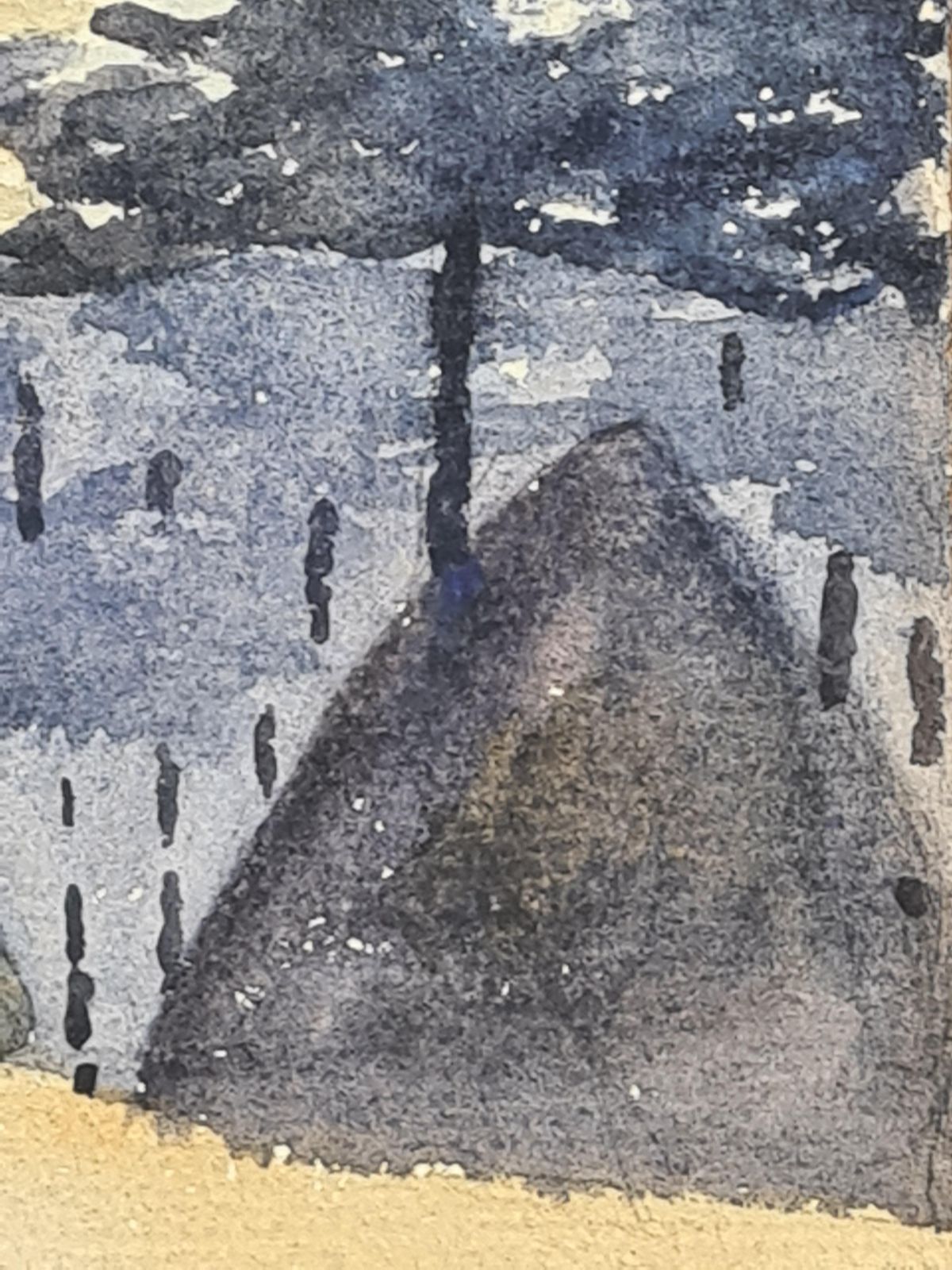 Barbizon School Watercolour Landscape, Village And Church Spire From 1918 By A Ghillies photo vinterior