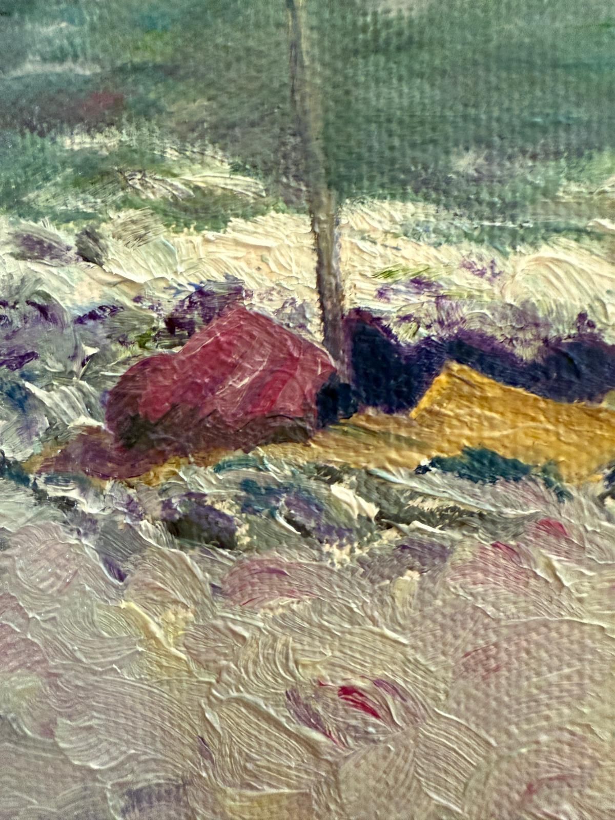 Bernadette Van Baarsen Turquoise And Violet Beach Scene. Côte D'azur, France. Oil On Canvas.2025 photo 551.0