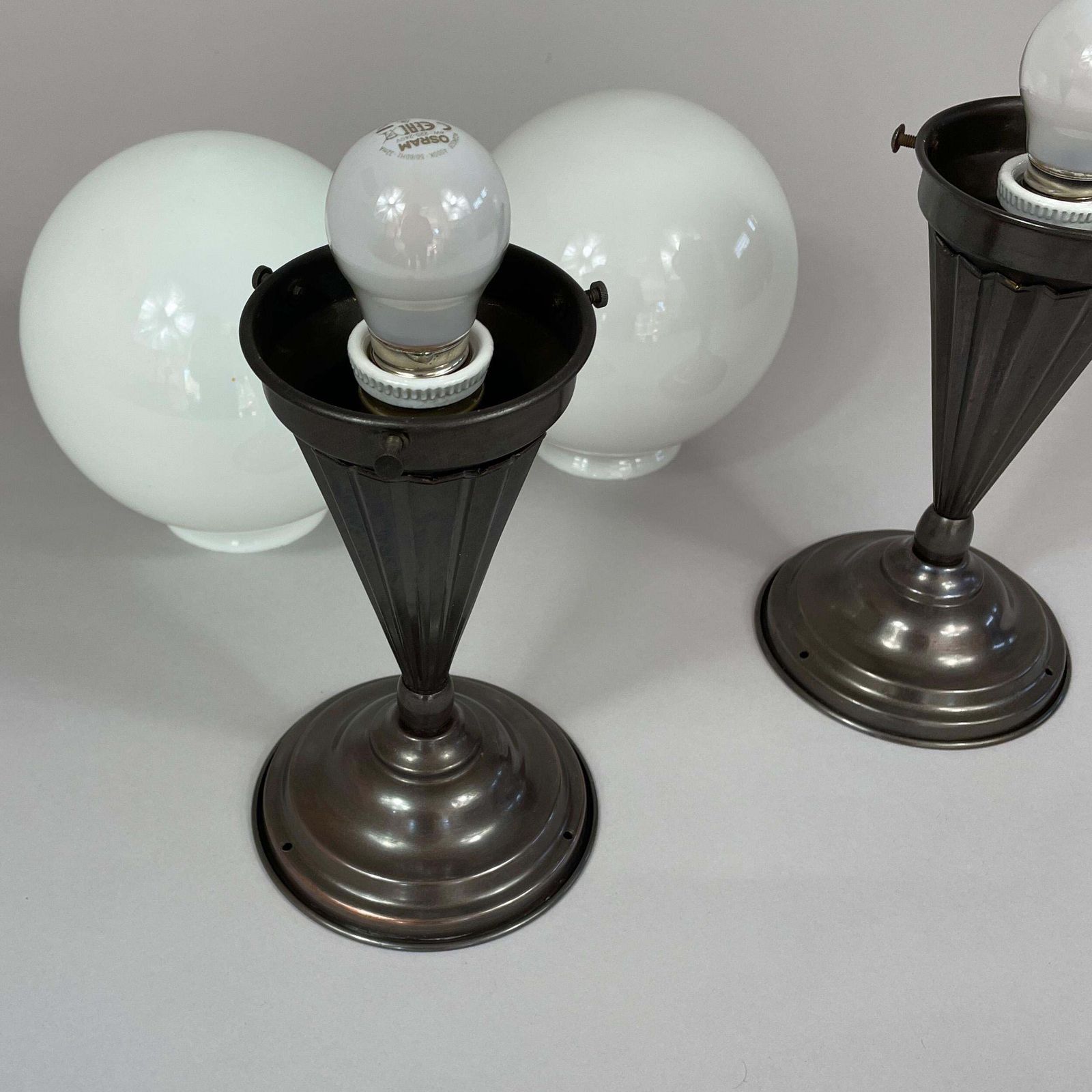 photo furniture Recessed Lighting Made Of Opal Glass And Burnished Brass, Sweden 1940s, Pair