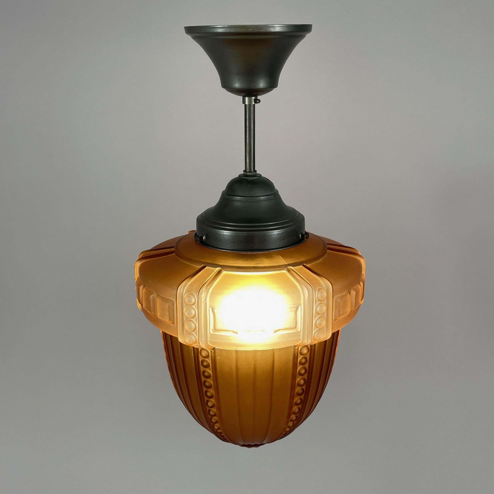 photo buy Swedish Grace Havana Glass & Burnished Brass Pendant, Böhlmarks, 1920s To 1930s