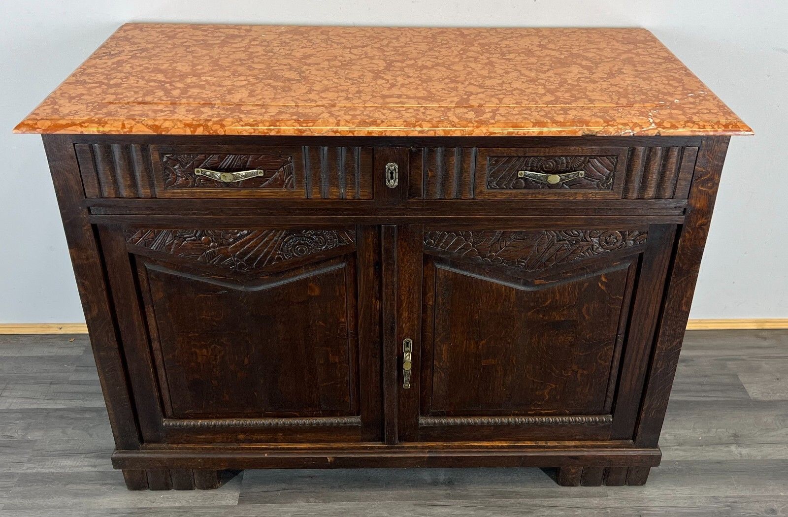 French Antique Marble  Topped Chest Of Drawers / Sideboard (Lot 2227)