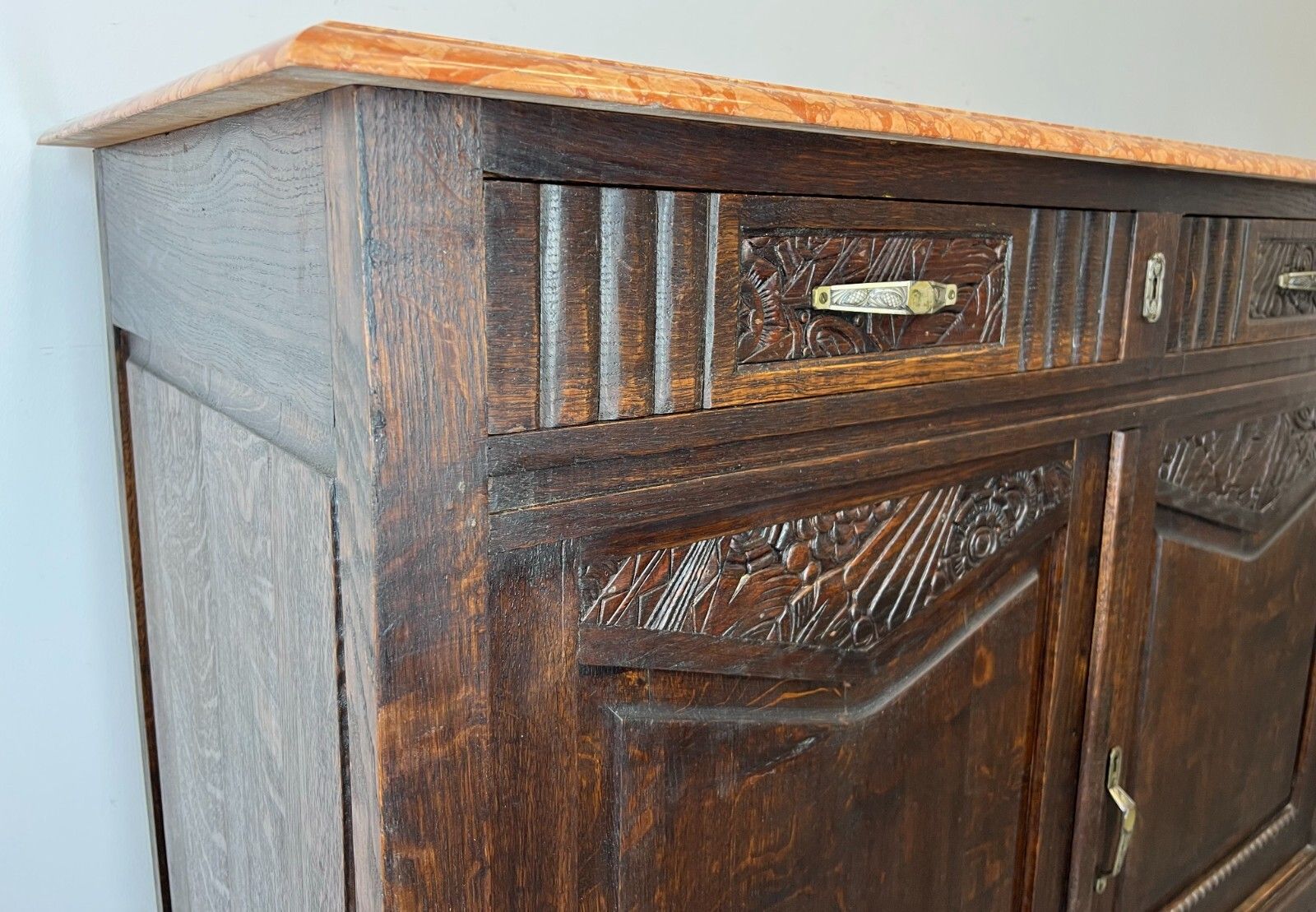 photo furniture French Antique Marble  Topped Chest Of Drawers / Sideboard (Lot 2227)