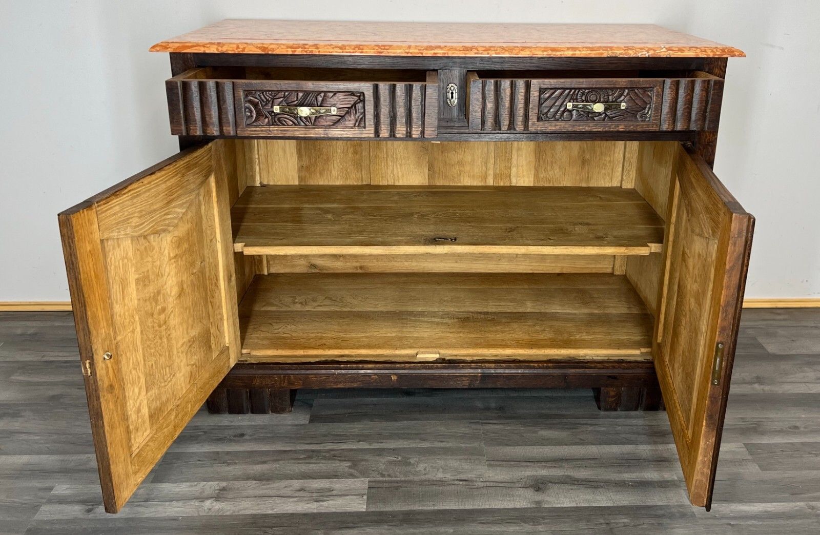 photo vinterior French Antique Marble  Topped Chest Of Drawers / Sideboard (Lot 2227)