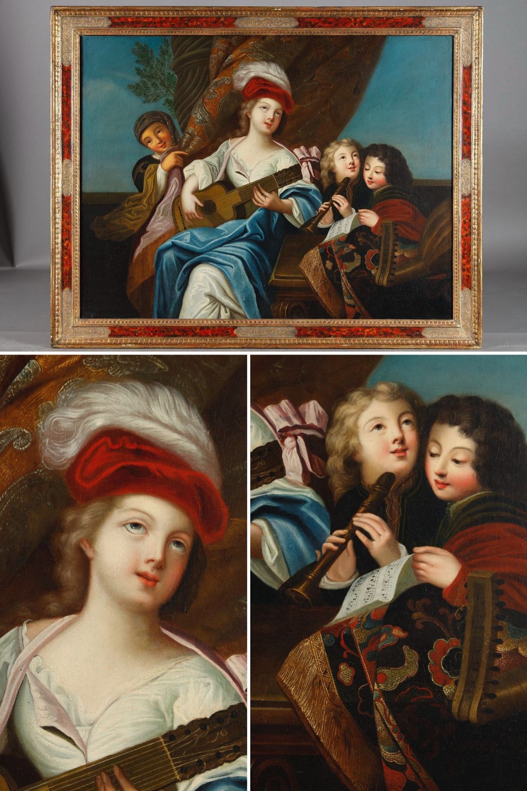 Large Painting, 19th Century French School, After Jacques François Courtin (1672 1752), "La Joueuse De Cithare" ("The Zither Player") photo furniture