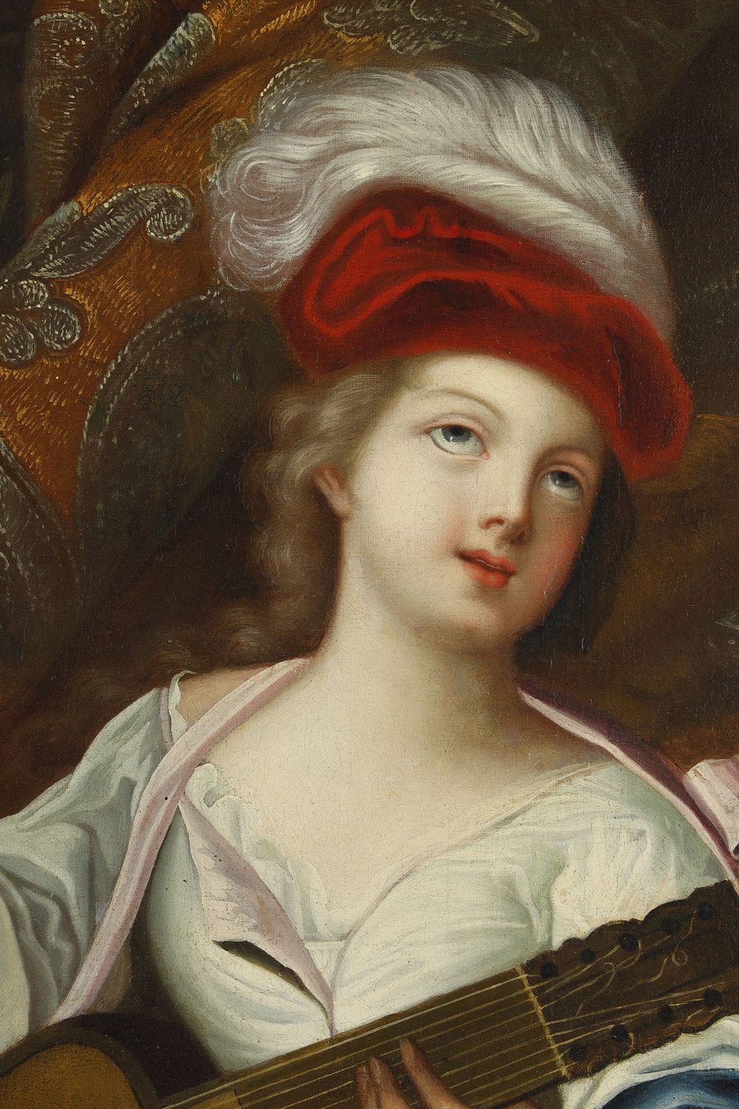 Large Painting, 19th Century French School, After Jacques François Courtin (1672 1752), "La Joueuse De Cithare" ("The Zither Player") photo buy