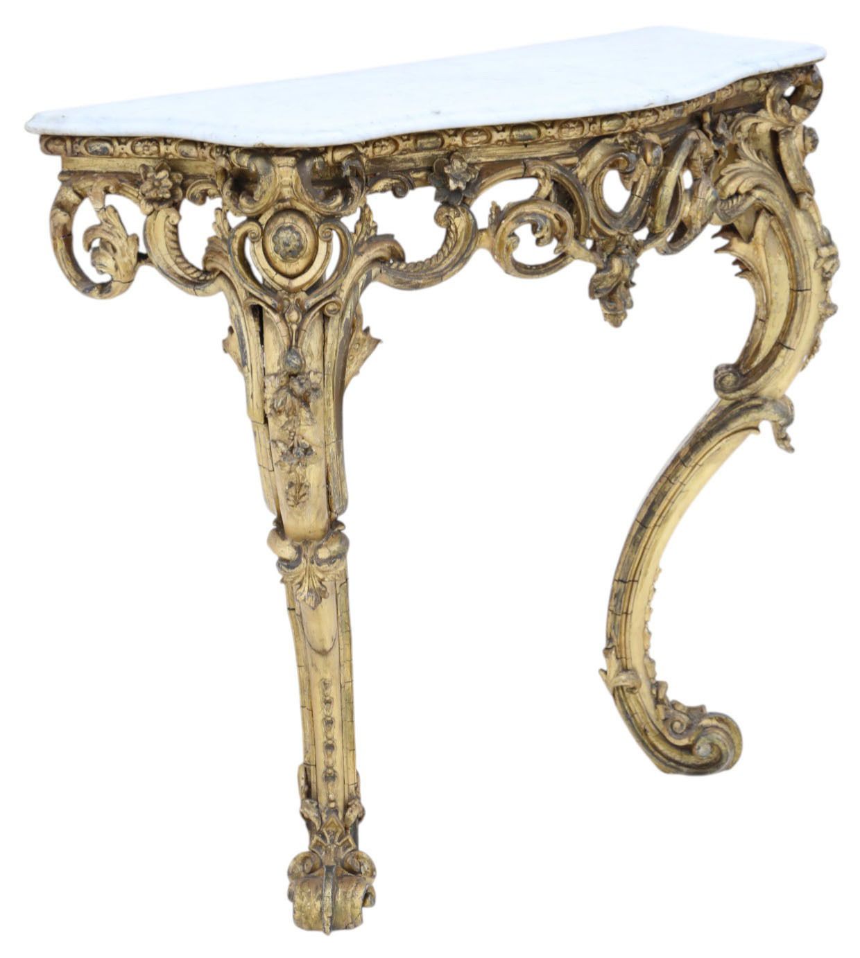 Antique 19th Century Large Gilt And Marble Hall Console Table – Fine Quality photo Furniture
