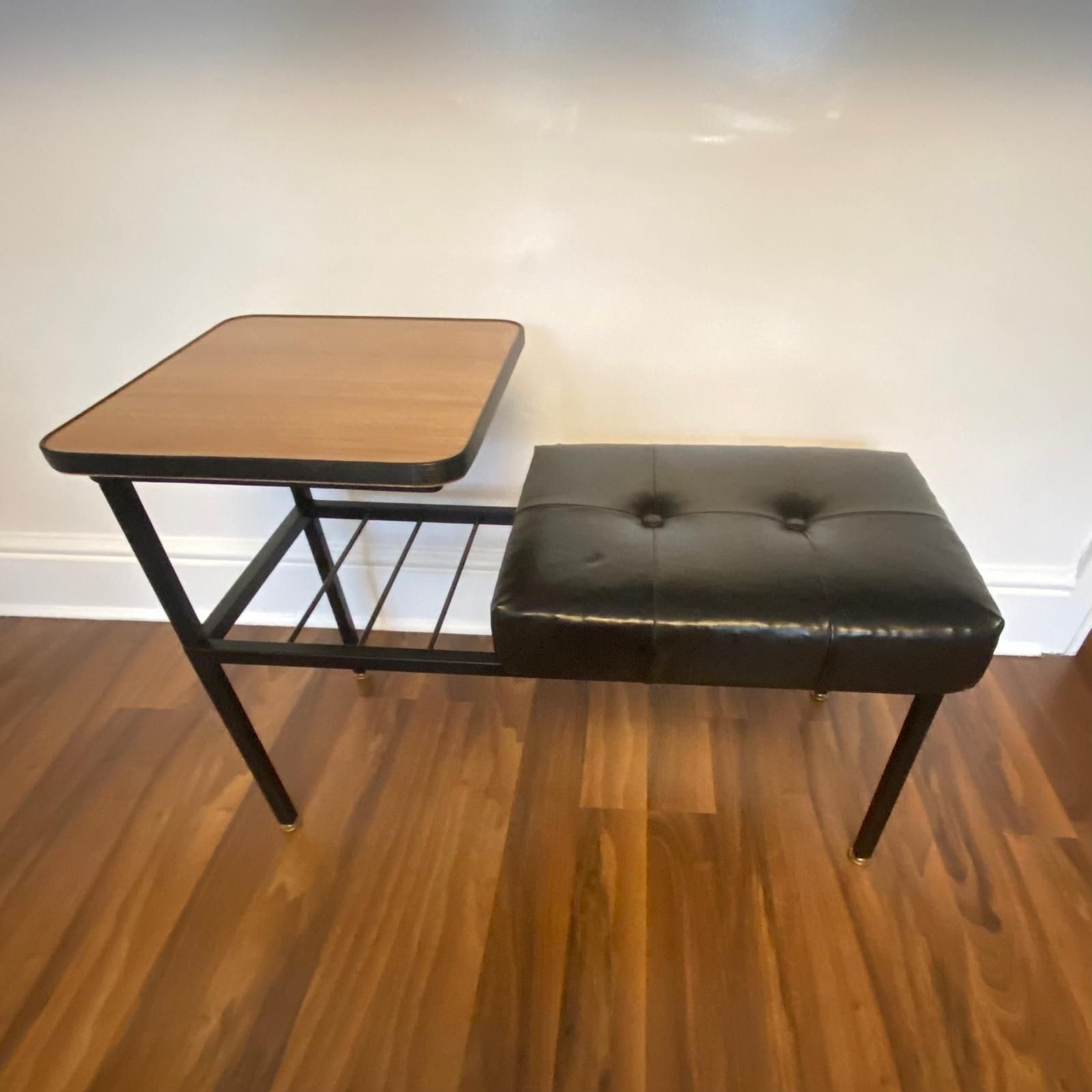 Rare Vintage Mid Century Metal Framed Hall Telephone Table