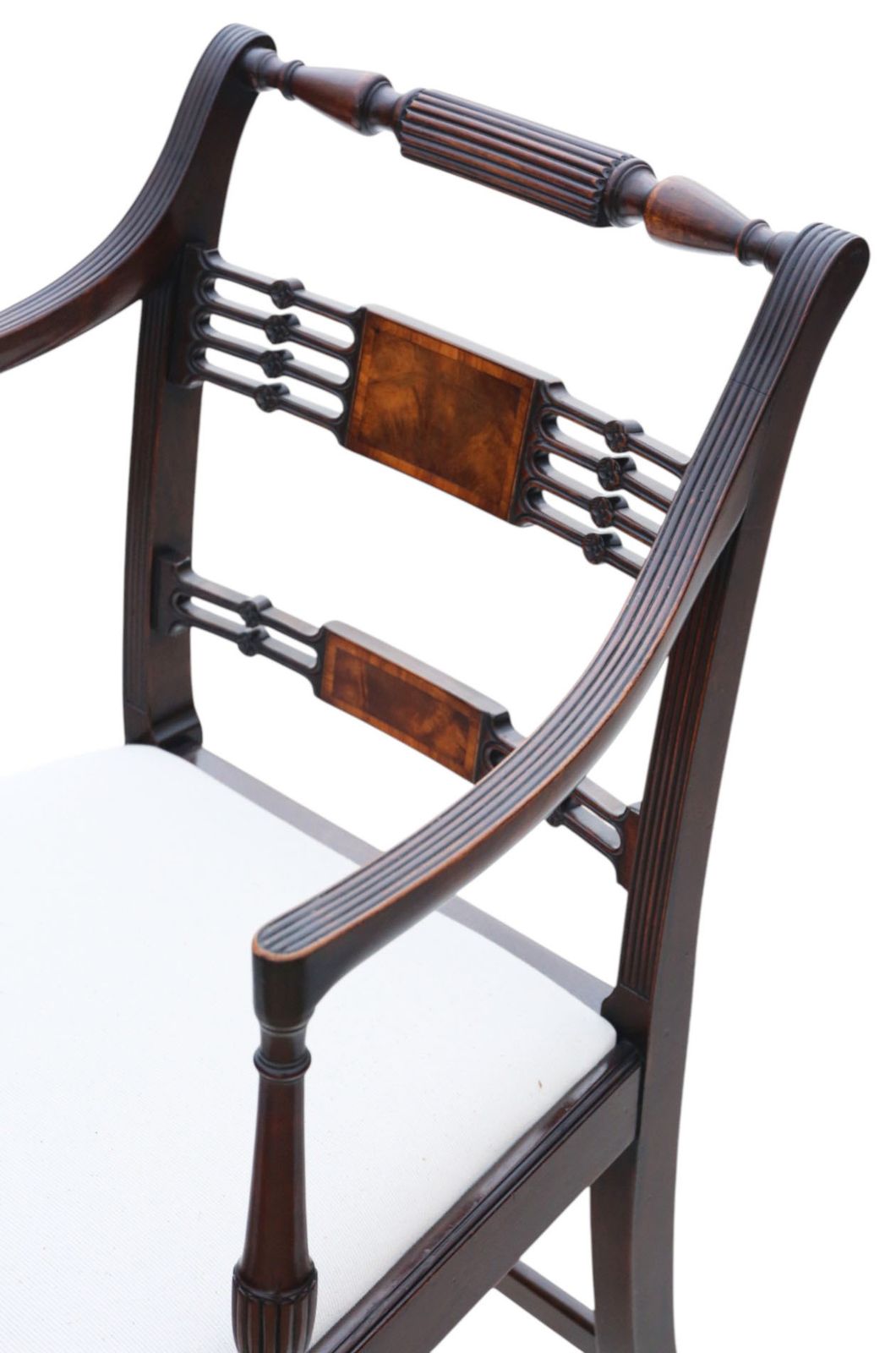 photo for sale Antique Revival Set Of 8 Regency Mahogany Dining Chairs (6 + 2 Carvers) – C.1940, High Quality By Thomas Clarkson & Sons, Vintage