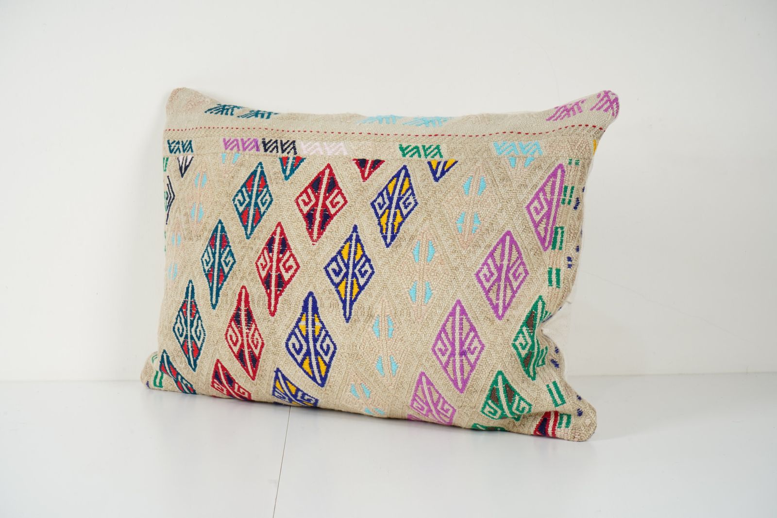 Lumbar Cicim Pillow Cover  Wool Turkish Jajim Cushion photo 50.0