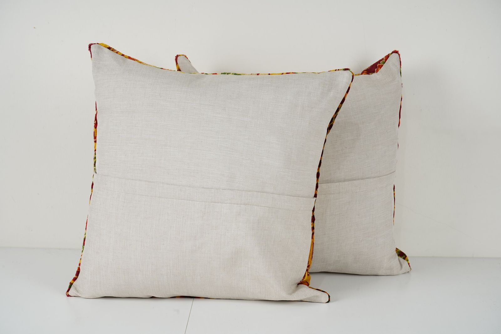 Vintage Velvet Pillow Covers Set Of 2, Red & Yellow Floral Pattern, Soft Decorative Throw Pillow Cases photo Textiles