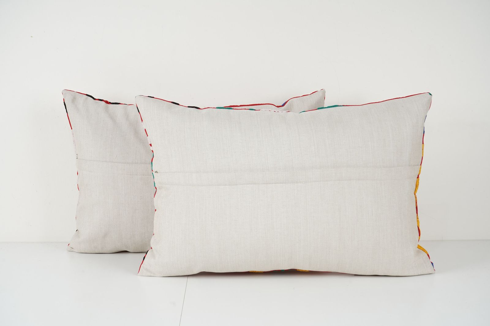 Set Of Two Uzbek Faded Red And Yellow Suzani Cushion Cover, Pair Suzani Pillow Case Made From A 19th Century Suzani photo furniture