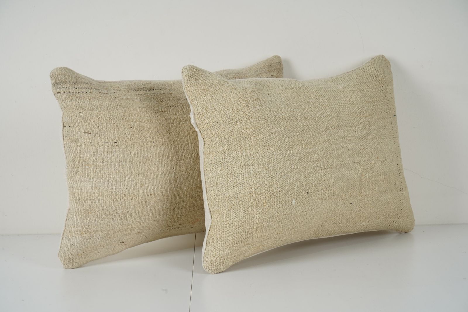 Tribal Wool Handmade Pillow Covers, Striped Turkish Kilim Lumbar Cover, A Pair Hemp Ethnic Minimalist Kilim Rug Cushion Cover photo furniture