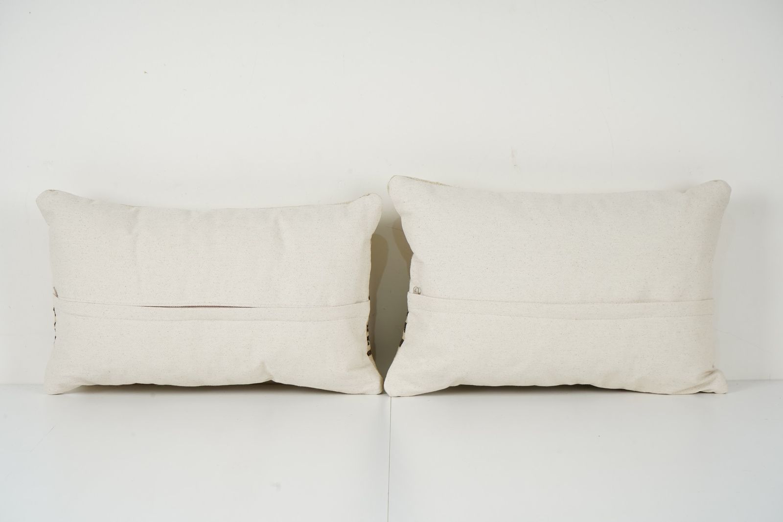Hemp Turkish Kilim Pillow Set Of 2, Vintage Neutral Organic Sisal Lumbar Pillows photo furniture