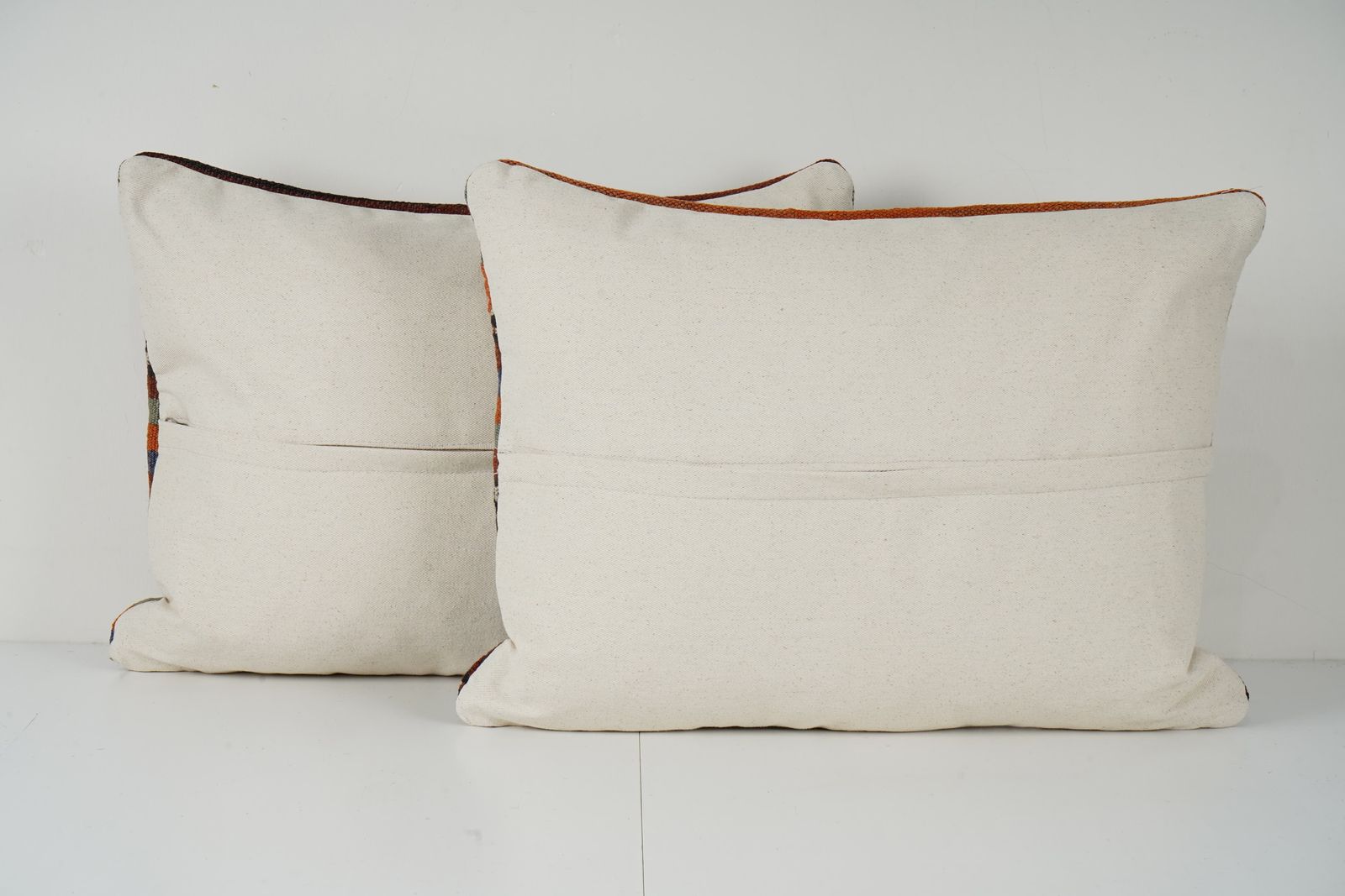 Striped Turkish Kilim Pillow Cover, Set Of Two Geometric Patterned Anatolian Cotton Kilim Pillow, Pair Kilim Pillow Cover photo Textiles