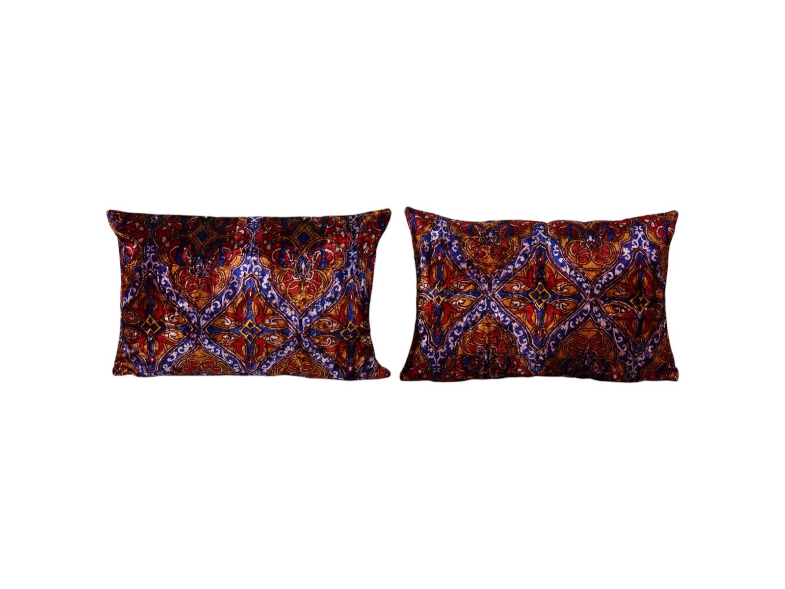 Blue Velvet Vintage Pillow Cover, Set Of Two Boho Tribal Turkish Pillow Case, Pair French Home Decor Pillow Case