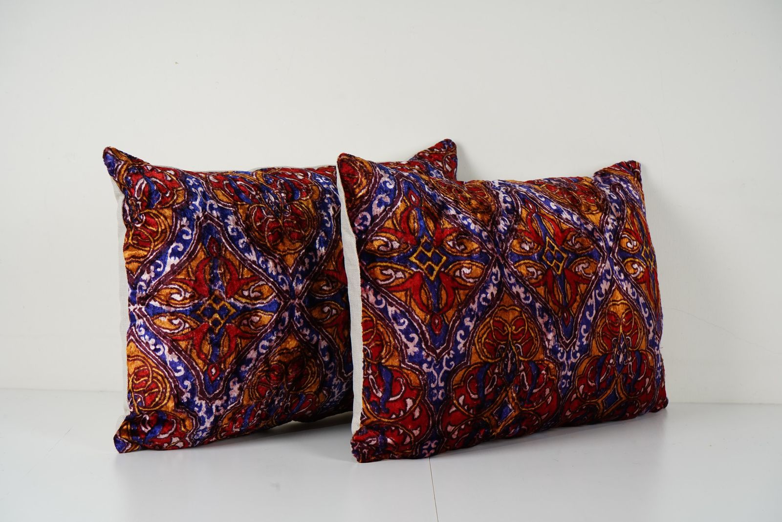 Blue Velvet Vintage Pillow Cover, Set Of Two Boho Tribal Turkish Pillow Case photo furniture
