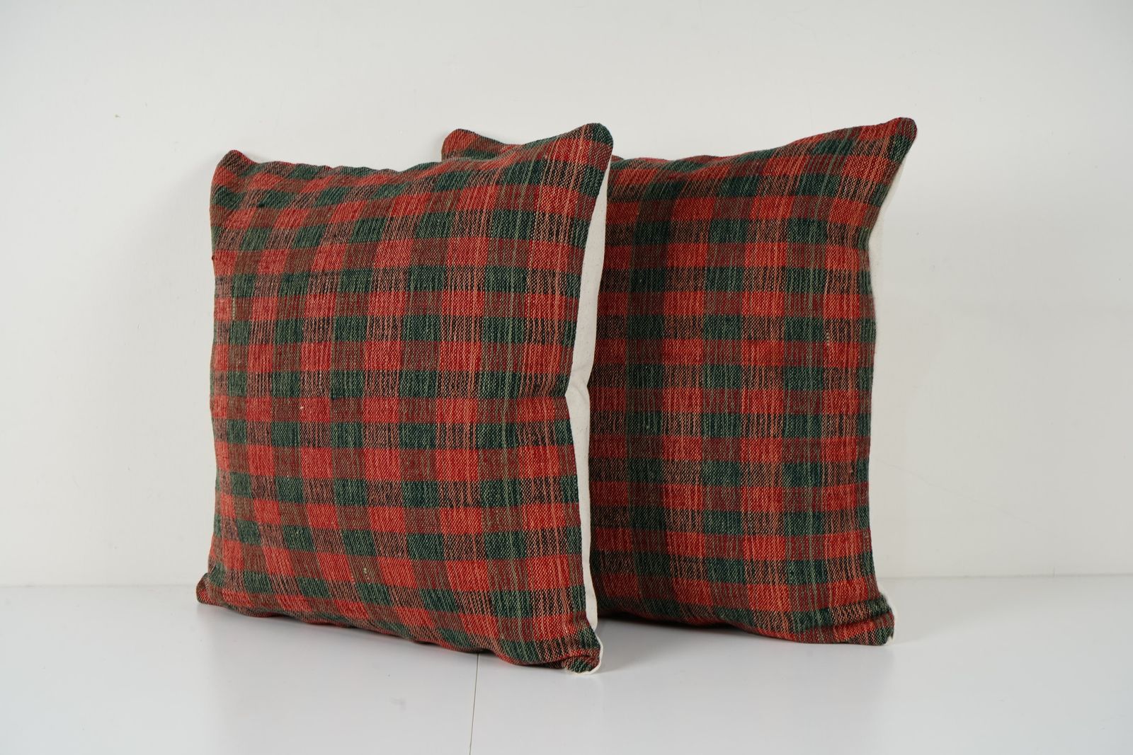 Anatolian Wool Cushion Cover, Set Of Two Red Turkish Kilim Pillow photo for sale