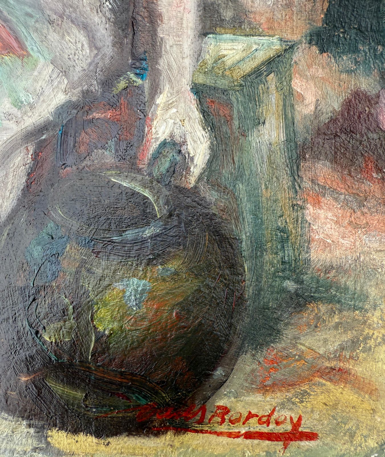 Antoni Valls Bordoy Woman With A Pitcher, Oil On Canvas C.1960 photo furniture