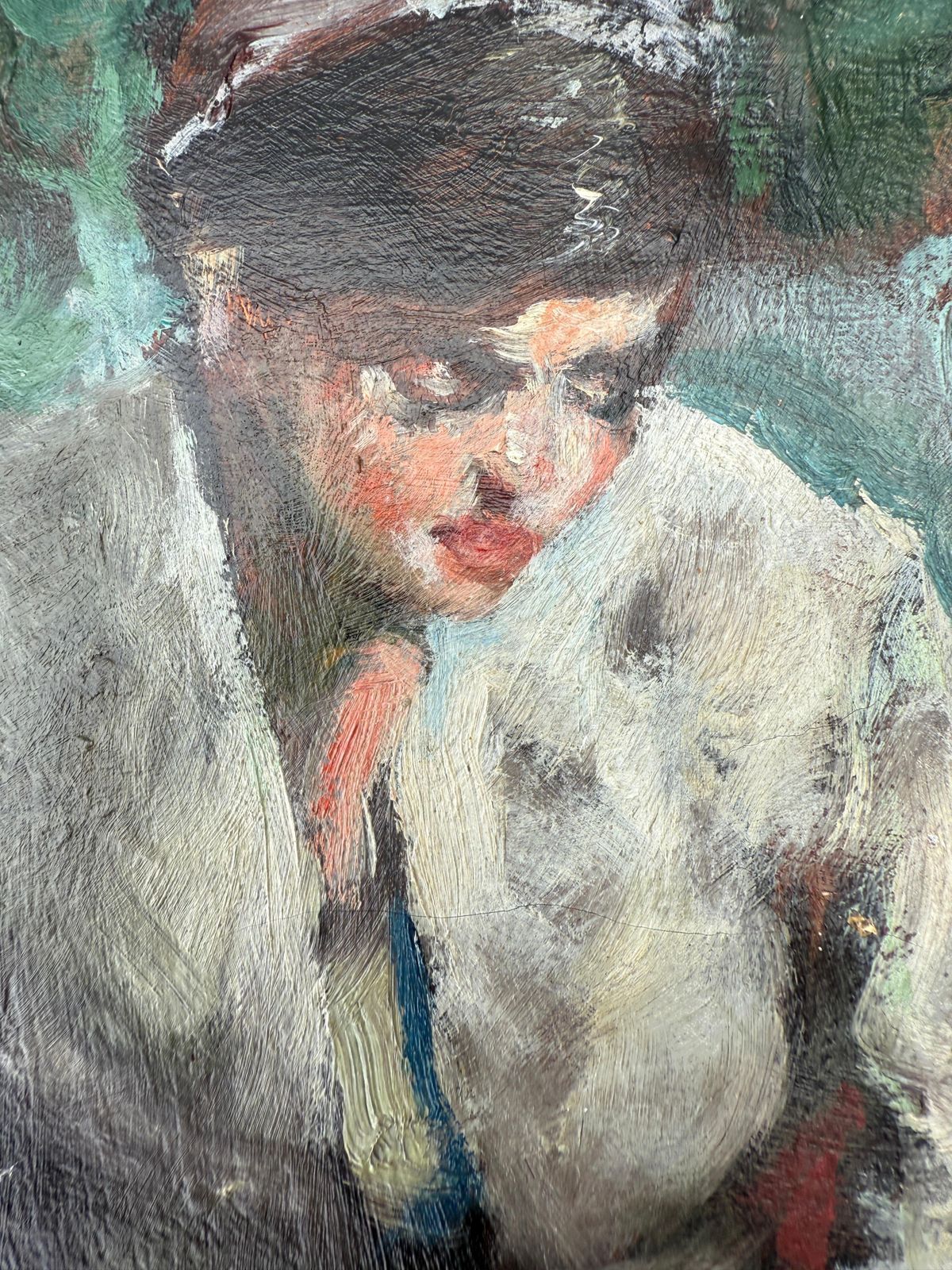 Antoni Valls Bordoy Woman With A Pitcher, Oil On Canvas C.1960 photo vinterior
