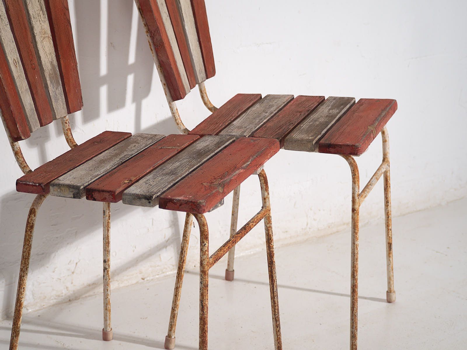 Antique Red Garden Chairs (C.1920). Set Of 4 Pieces #31 photo vintage