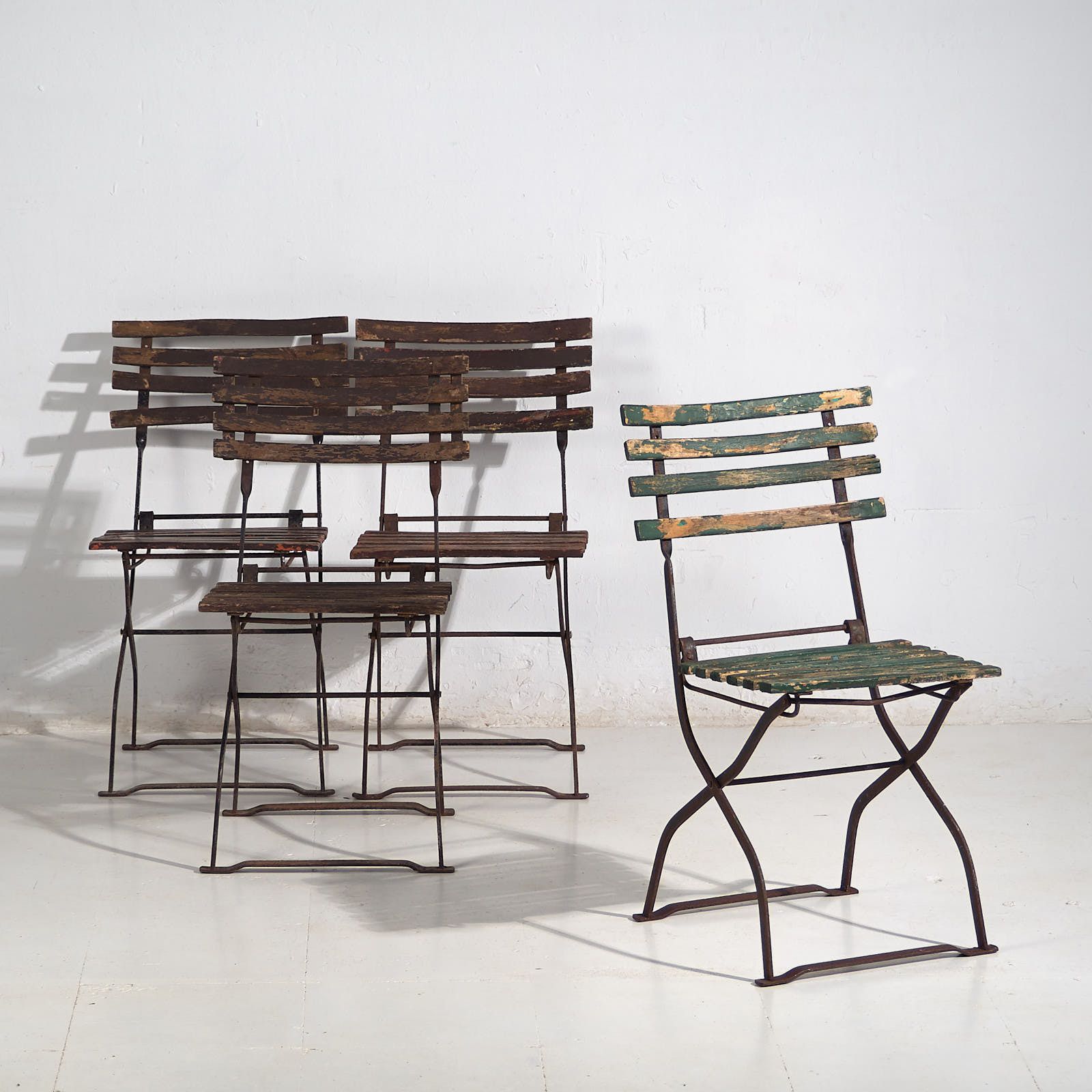 Antique Outdoor Folding Chairs (C.1920). Set Of 4 Pieces #33