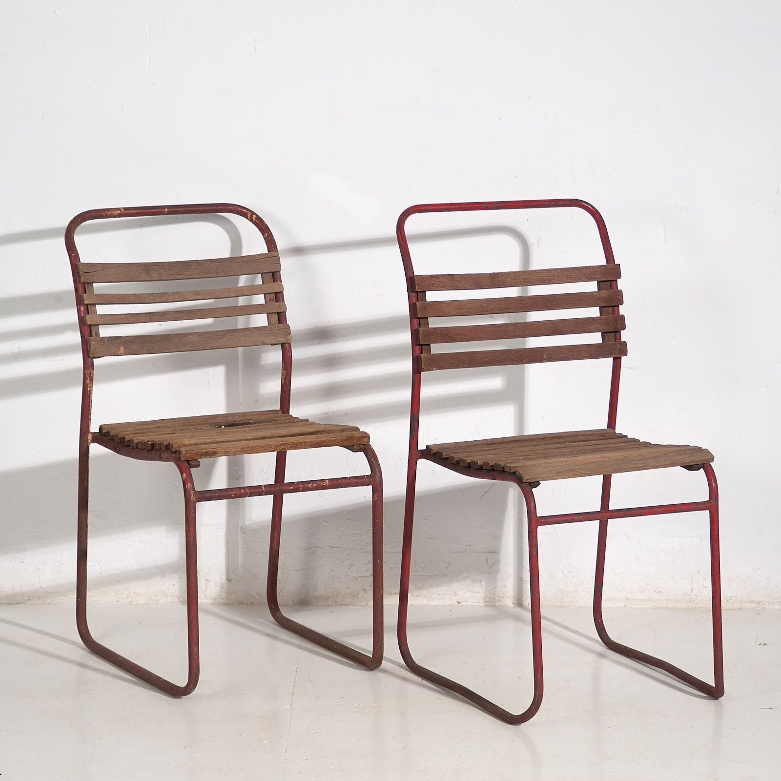 Antique Red Garden Chairs (C.1920). Set Of 2 Pieces #16