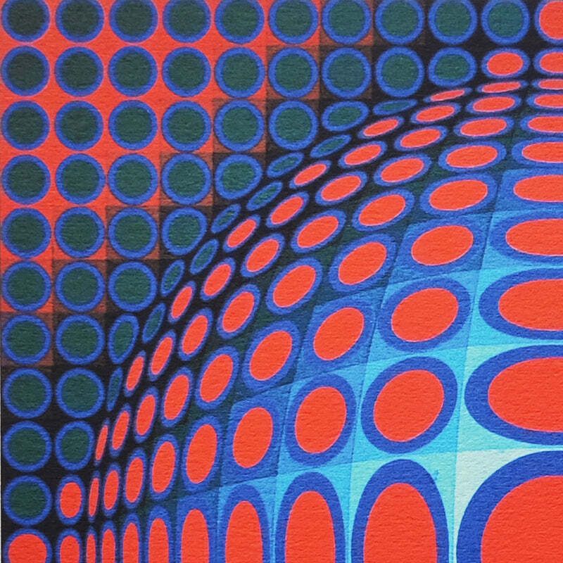 1970s Gorgeous Victor Vasarely Op Art Limited Edition Lithograph photo for sale