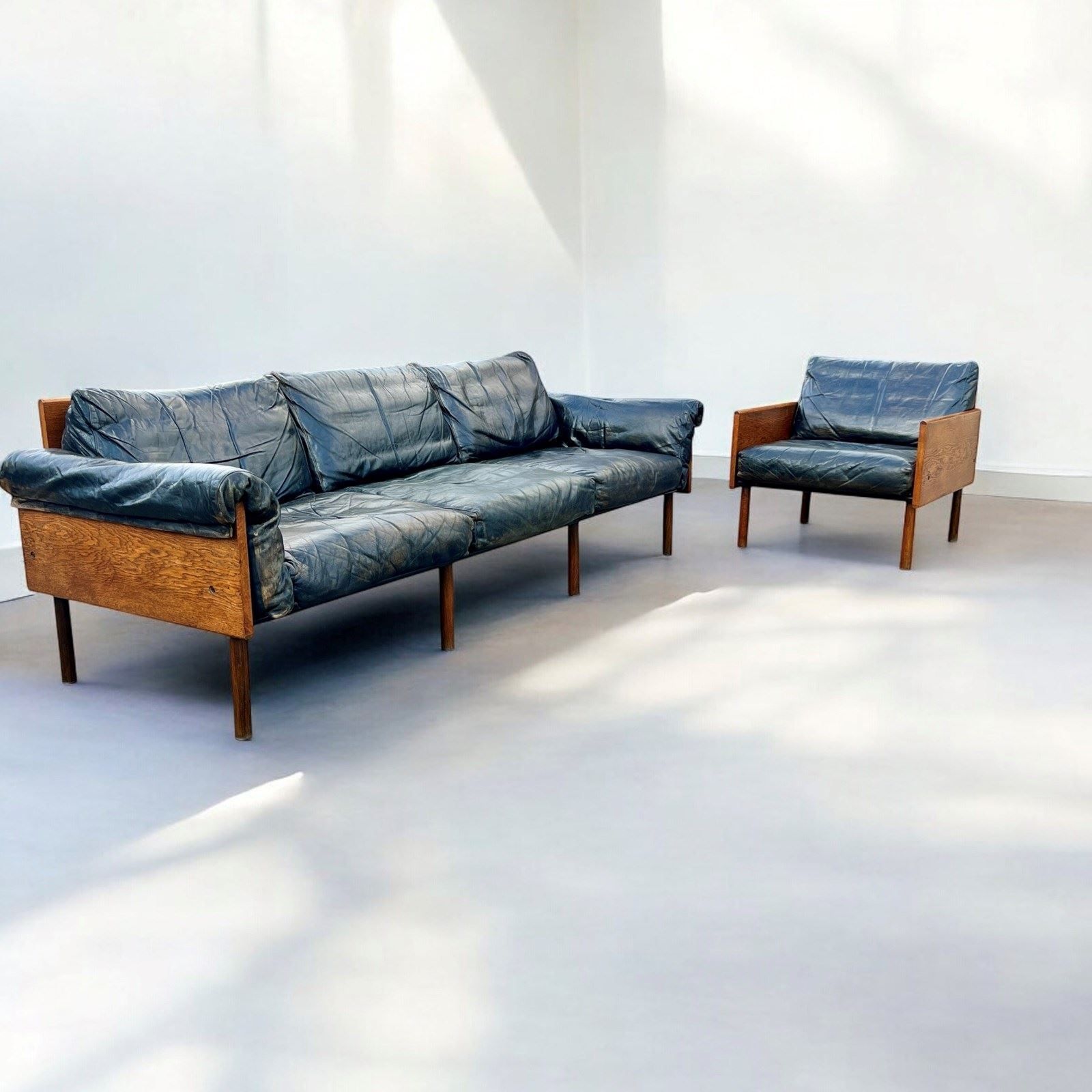'Ateljee' Leather And Ash Sofa And Armchair By Yrjö Kukkapuro For Haimi Finland photo furniture
