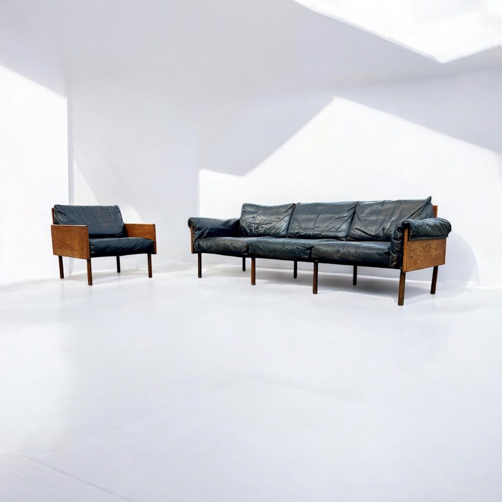 'Ateljee' Leather And Ash Sofa And Armchair By Yrjö Kukkapuro For Haimi Finland photo Furniture